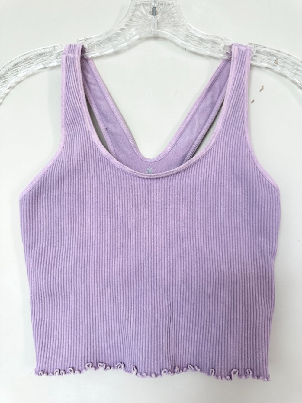 Spiritual Gangster Amor Crop Tank Washed Purple Lavender Lined w/ Shelf Bra XS/S